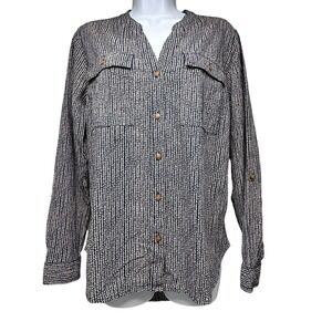 LL Bean Shirt Women's Medium Organic Cotton Printed Button Up Long Sleeve